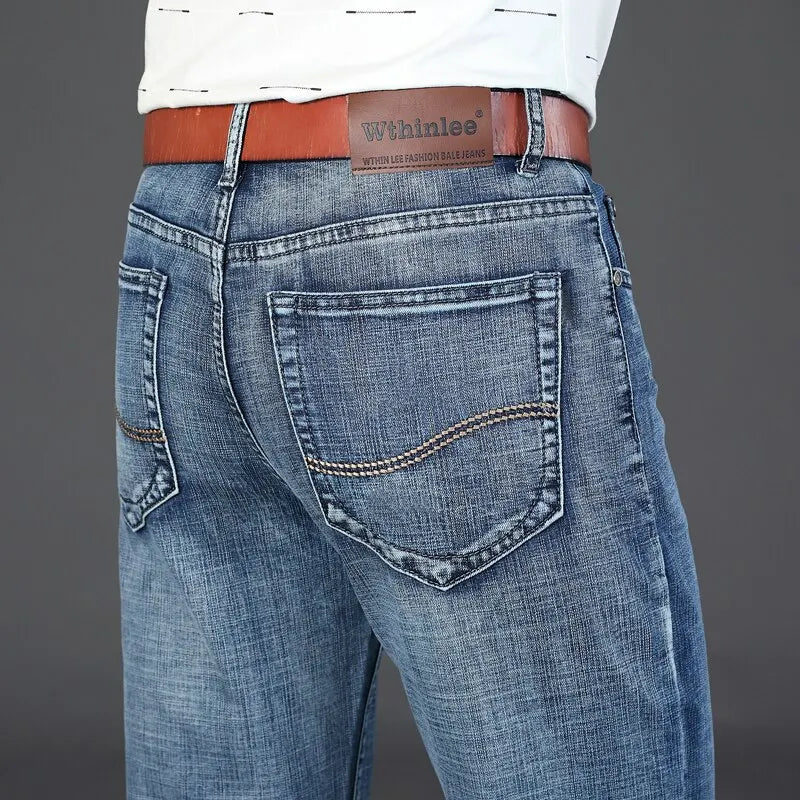 Casual Men's Jean Straight Stretch  Denim Trousers